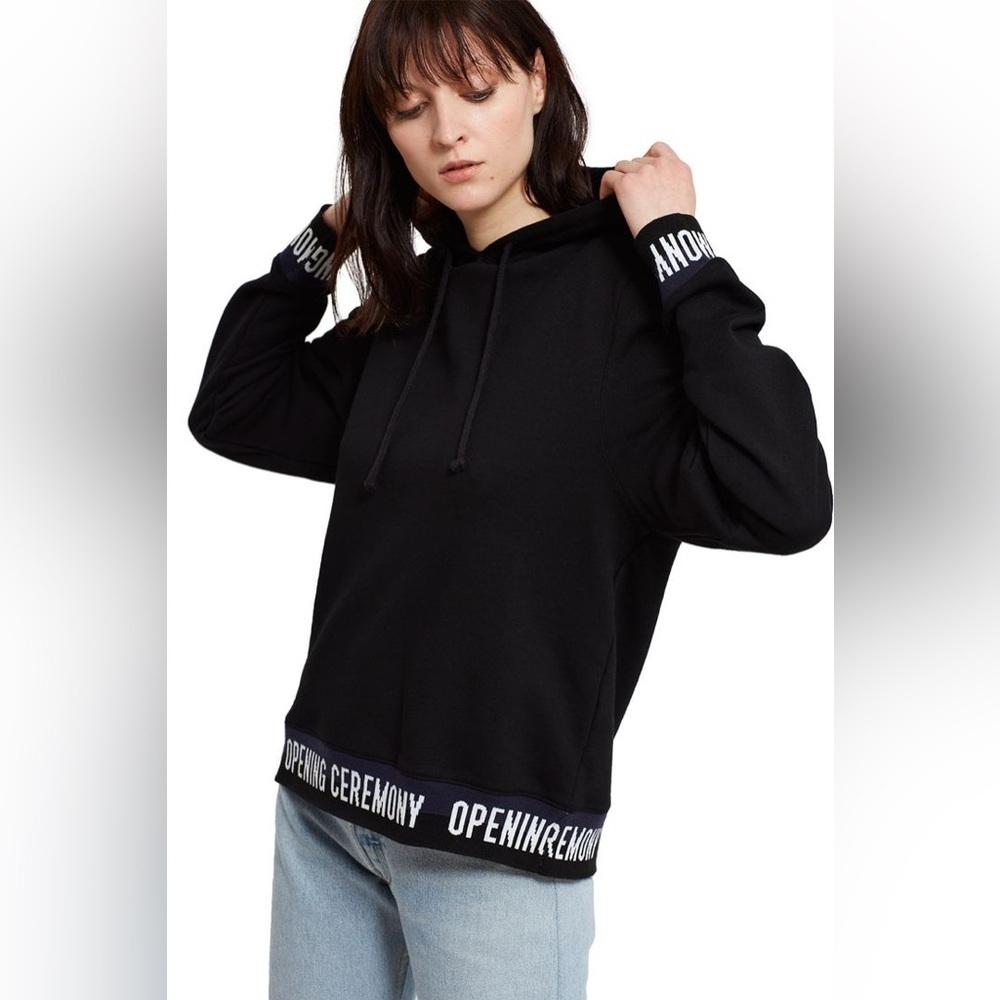 Opening Ceremony Black Sweatshirt with Logo Trim